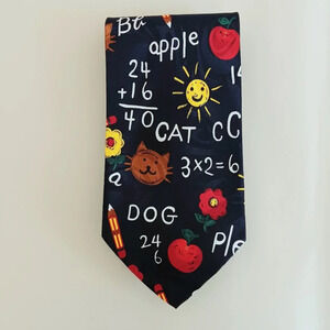 Alphabet Numbers Teacher School Education Mens Tie by Steven Harris Navy Necktie